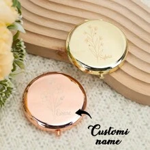 1PC Personalized Custom Floral Butterfly Pattern Small Pocket Makeup Mirror, Portable, Foldable And Reversible Makeup Mirror, Girl Touch-Up Mirror, A Warm Gift For Daughters, Sisters And Best Friends, Stylish, Vintage, Modern, Colorful, Leisure, Basics, Casual, Soft, Unique, Customized, Personalized, Custom, Ideal Gifts For Her, Girlfriend, Her, Boyfriend, Friends