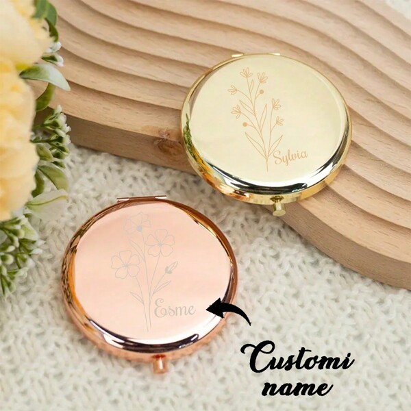 1PC Personalized Custom Floral Butterfly Pattern Small Pocket Makeup Mirror, Portable, Foldable And Reversible Makeup Mirror, Girl Touch-Up Mirror, A Warm Gift For Daughters, Sisters And Best Friends, Stylish, Vintage, Modern, Colorful, Leisure, Basics, Casual, Soft, Unique, Customized, Personalized, Custom, Ideal Gifts For Her, Girlfriend, Her, Boyfriend, Friends,Customized Mirrors,Street Casual Chic,Chic Autumn