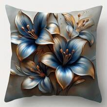 4 件现代花卉 3D 印花靠垫套套装，17.72 英寸方形，可洗拉链涤纶编织枕套，适用于客厅和卧室沙发的家居装饰，无内衬 - 彩色 - 查看 6