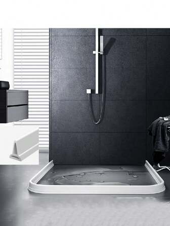 1Pc 1m White Silicone Water Stopper Strip For Bathroom Waterproofing And Moisture Separation Bathroom Water-Blocking Strip, Bathroom Waterproof Strip, Shower Room Water-Proof Strip, Toilet Floor Water-Blocking Strip, Countertop Self-Adhesive Strip Durable Waterproofing Seal Strip - 1 Roll Waterproof Water-Blocking Strip For Bathroom, Shower Room, Toilet Floor - Easy Install