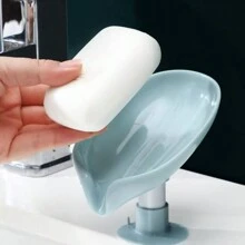 6 pezzi/4 pezzi/2 pezzi/1 pezzo Portasaponetta a forma di foglia con drenaggio, vassoio portasaponetta con ventosa per accessori da bagno, contenitore per sapone, organizzazione e arredo bagno (grigio, verde) Decorazione autunnale per la casa, Ritorno a scuola