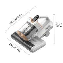 Aspiradora de colchones, 16Kpa 350W Potente succión de cama con rotación dual de cepillo mín. y filtro HEPA, con tecnología de calefacción y ultrasónica, con cable