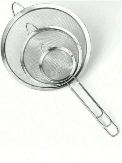 1pc/3pcs(S-M-L) Stainless Steel Fine Mesh Strainer With Handle - Kitchen Tool For Sifting And Sieving,Kitchen Strainer Set With Fine Mesh, Essential Kitchen Tools & Kitchen Accessories, A Must-Have Kitchen Tools Gift For Home Chefs, Space-Saving Storage For Kitchen Organizers,Christmas Kitchen Gifts Idea
