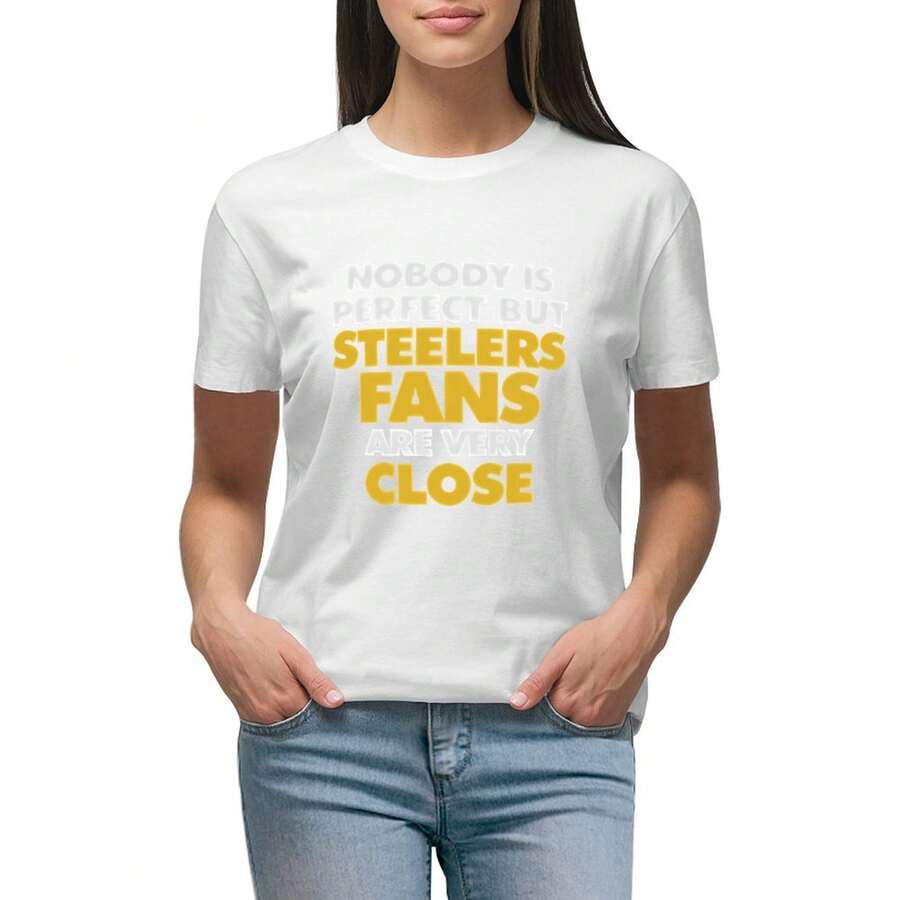 Women Nobody Is Perfect But Football Fans Are Very Close Print Shirts Unisex Crewneck Short-Sleeve Shirt - White - View 1