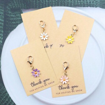 4pcs/7pcs/10pcs Heartfelt Thank You Keychain Set - Charming Flower Design With Tag, Perfect For Teachers, Graduates & Parents On Special Occasions Car Accessories Cute Goth Y2k Christmas Gift Ideas Bag Lanyards With Id Holder Car Accessories Bag Charms