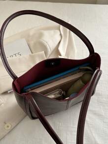 Túi Tote Thời Trang Nữ Vintage Burgundy Đa Năng Bằng Da PU Màu Trơn Có Đường May, Sức Chứa Lớn, Di Động, Cổ Điển Thường Ngày, Thường Ngày Công Sở, Thích Hợp Cho Các Bạn Nữ Tuổi Teen, Sinh Viên Đại Học, Cổ Trắng, Hoàn Hảo Cho Công Việc, Trở Lại Trường Học, Trung Học Cơ Sở, Trung Học Phổ Thông, Đại Học, Ngày Lễ - Màu Đỏ Sâu - Xem 6