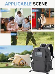 Myco 时尚字母贴片背包 大容量多口袋旅行包 16 英寸笔记本电脑包 情人节礼物 - 深灰色 - 查看 9