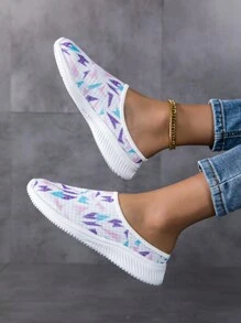 Wearing Closed Toe Sandals For Spring And Summer, Women's Non Slip Semi Slippers, New Sports And Leisure Shoes With Breathable Mesh, Slip-On Slouchy Shoes, Women's Flat Bottomed Fashionable Versatile Mesh Casual Shoes, Walking Shoes, White Shoes, Color Blocking And Color Blocking Women's Sports Shoes