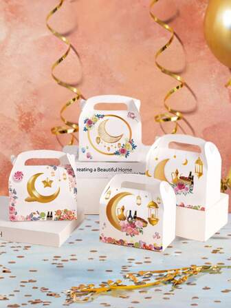 2pcs,Eid Al Fitr, Ramadan Mubarak Candy Box, Ramadan Karim Gift Box, Eid Al Fitr, Gulbang Chocolate Packaging Box Mawlid Decoration Party Islamic Festival Party Supplies