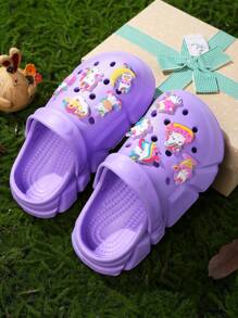 HOEASE Casual Breathable Clogs With Cute Cartoon Luminous Charms For Girls, Quick Drying Lightweight Anti Slip Garden Shoes For Indoor Outdoor Shower Beach Pool, All Seasons
