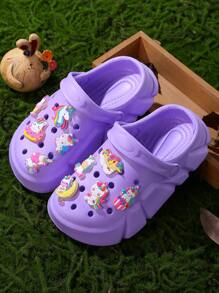 HOEASE Casual Breathable Clogs With Cute Cartoon Luminous Charms For Girls, Quick Drying Lightweight Anti Slip Garden Shoes For Indoor Outdoor Shower Beach Pool, All Seasons