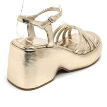 夏季时尚百搭休闲厚底凉鞋 - 金色 - 查看 4