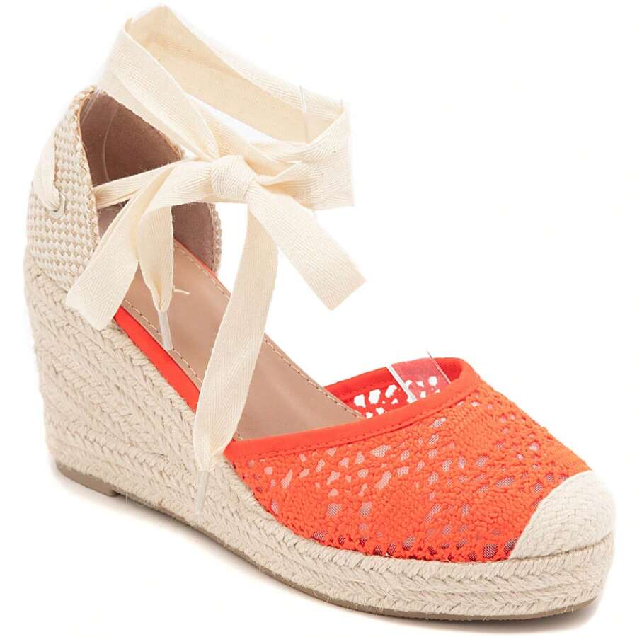 Giày sandal đế cao buộc dây cho nữ, giày thể thao đế dày, giày đi bộ thể thao đế dày cho nữ - trái cam - Xem 1