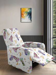 4pcs Star And Moon Printed Stretch Full Coverage Chair/Recliner Cover, Thickened Sofa Protector - Multicolor - View 4