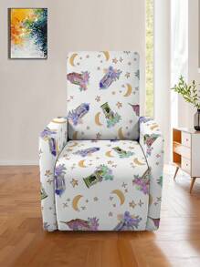 4pcs Star And Moon Printed Stretch Full Coverage Chair/Recliner Cover, Thickened Sofa Protector - Multicolor - View 3