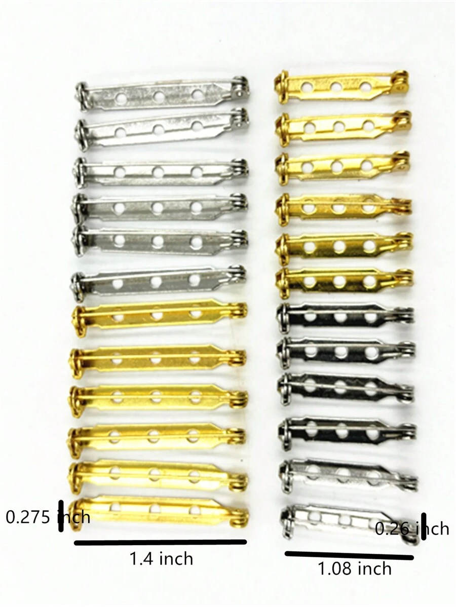 100pcs Metal Brooch Back Set, Silver Pin Bars With Clasp, For Badge, Jewelry Making And DIY Crafts, With Transparent Storage Bag - Gold - View 1