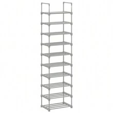 SONGMICS Shoe Rack, 10-Tier Metal Shoe Storage Organiser, Customisable Design, Metal Frame, Space-Saving Rack, For Dressing Room, Hallway, 30 X 45 X 174 Cm, Grey - Grey - View 9