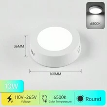 CANMEIJIA 1pc LED Ceiling Light, Cool White, Flat Panel Lamp For Home Lighting, Suitable For Living Room/Bedroom/Kitchen/Balcony/Dining Room/Hallway/Stairway/Attic, Choose Appropriate Size Based On Usage Needs, 10W/15W/20W/30W White Frame, 110V-220V - LED Panel Ceiling Light - View 21
