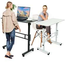 Adjustable Standing Desk With Wheels – Portable Rolling Laptop Table, Height 27.8"-44.5", Small Home Office Desk, 15.6"X31.3", Sit-Stand Workstation