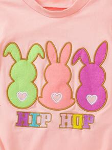 可爱彩色兔子印花橙色婴儿连体衣，萌萌粉色婴儿连体衣，送给宝宝的完美礼物