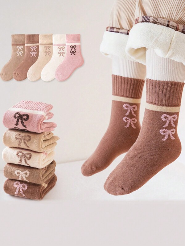 5 pièces Chaussettes épaisses isolées thermiques pour enfants pour l'automne/l'hiver, chaussettes chaudes et confortables pour tout-petits/enfants/jeunes