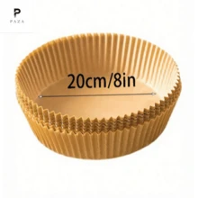 100 hojas de papel absorbente de aceite de freidora de aire circular - Amarillo - Ver 6