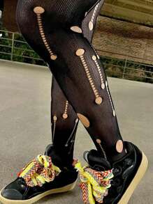 Europäischer & amerikanischer Stil Damen Sommer Neu Sexy Mesh Transparente Cut Out Hohe Taille Eng Lang Lässig Hose, Große Größen