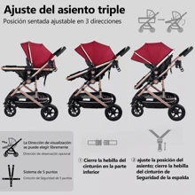 Carreola Para Bebés Con Portabebe, Carriola Para Bebé Bastón - Rojo - Ver 2