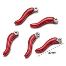 5 Stücke Edelstahl Metall Rot Chili Pfeffer Anhänger Gemüse Charm für DIY Schmuckherstellung Ohrringe Halskette Armband Zubehör