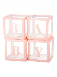Baby Boxes With Letters For Baby Shower, Baby Shower Decorations With 4 Transparent Balloon Boxes For Girl Baby Shower Gender Reveal Decorations(Pink,Golden,Rose Gold, White) - Multicolor - View 12