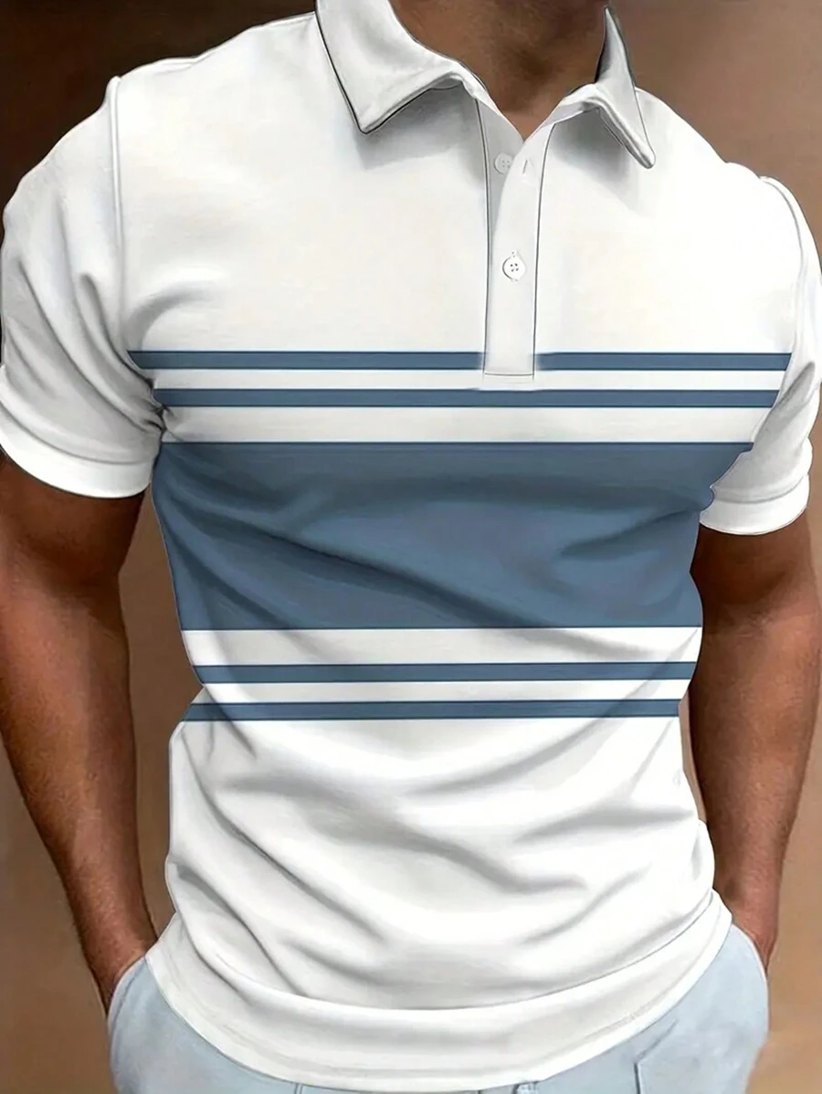 Comfy Color Block Pattern Men Casual Shirt - Ultra-Comfortable Versatile Fit For Golf Tennis And Everyday Wear - High-Quality Men Clothing - Multicolor - View 1