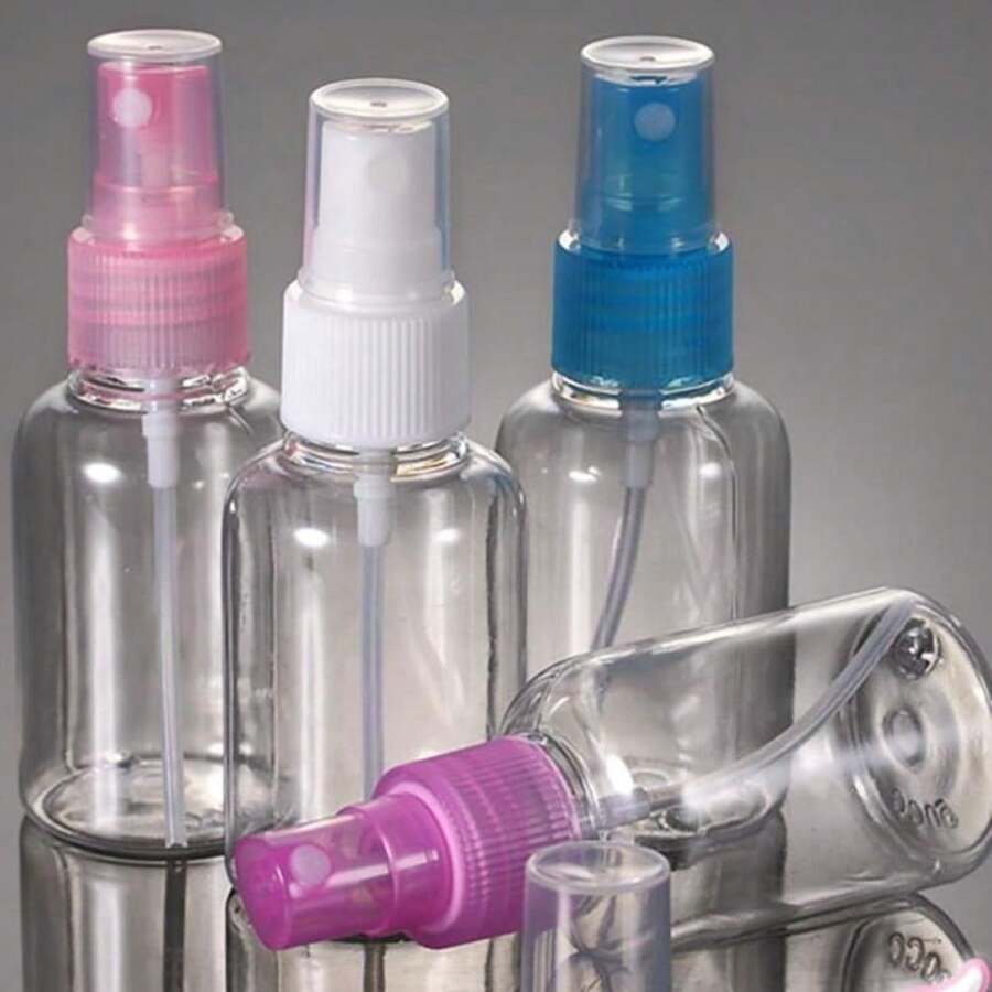 5pcs Plastic Transparent 50ml Small Empty Spray Bottles For Makeup Skin Care Refillable Bottle Tools Random Color - Multicolor - View 1