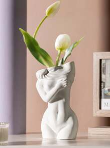 1 件人物设计花瓶，人体艺术女孩花瓶，桌面装饰摆件，适合送礼 - 白色 - 查看 2