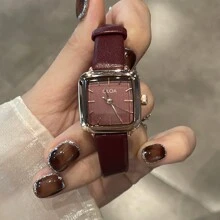 1 szt. CILOA Brand Minimalistyczny design damski zegarek kwarcowy wodoodporny - Burgund - Zobacz 2