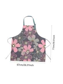 Delantal impermeable y a prueba de aceite con estampado de flores en color gris oscuro, 1 pieza con diseño colgante, cuello ajustable, sin mangas, resistente al desgaste, para usar en la cocina, el comedor, la jardinería y la repostería