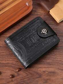 1-2 Packs Men's Dollar Wallet, Stylish Short Wallet, Hundred Dollar Bill Design, Personalized Beautiful Money Clip Men's Two-Fold Buckle Multi-Card Slot Wallet, PU Leather ID Holder With Multiple Card Slots And Coin Pocket, A Good Gift For Father - Multicolor - View 14