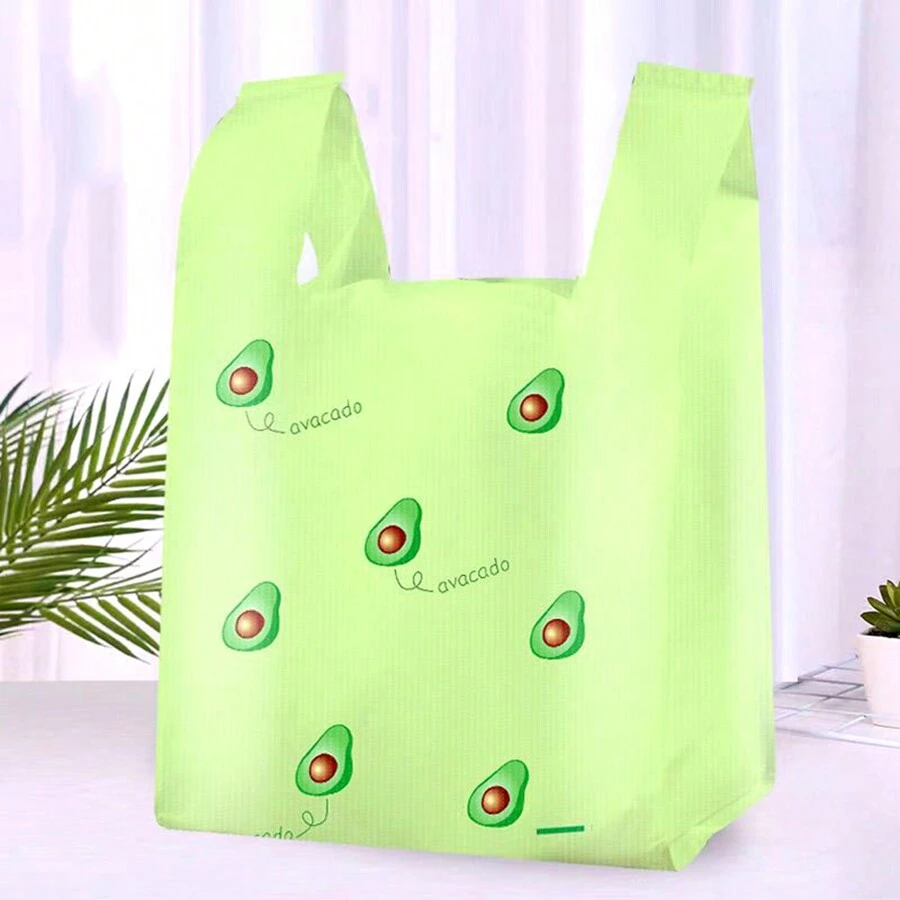 50 piezas - Bolsa de compras estampada de PE con asa, bolsa con diseño de hoja de arce, bolsa de lona con aguacate, bolsa de regalo con tulipanes rosas, bolsa de lona con cerezos, bolsa de plástico para empaquetar, bolsa para joyería, bolsa desechable y duradera para comestibles, apta para supermercados, restaurantes y uso diario, adecuada para la temporada de graduación, fiestas de cumpleaños, para el Día de la Madre y el Eid al-Adha