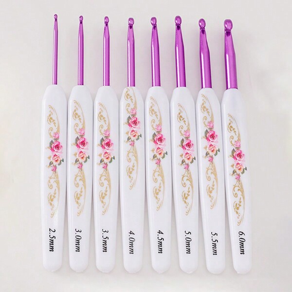 8 Stücke ergonomischer Häkelnadel-Set - Angenehmer Weichgriff, komplettes Handwerkskit geeignet für Anfänger und Hobbyisten, ideales Geschenk für Feiertage