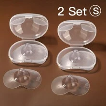 SAIDAH 2 piezas Protectores de pezones de silicona con forma de mariposa para alimentación de la madre lactante, cubierta de pezones suave con estuche de PP