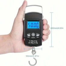1 pieza Báscula de mano portátil electrónica, mini báscula para equipaje con regla, báscula para bolsa de pesca