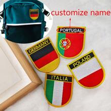 Maßgeschneiderte 2 Teile Flagge in Schildform Abzeichen Namensschild Stickerei Aufnäher für Hut, Kappe, Tasche mit Bügel- oder Klettverschluss Rückseite