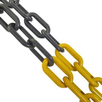 Kit Corrente Pvc 9Mm Amarela Preta 10 Metros Para Sinalização E Delimitação