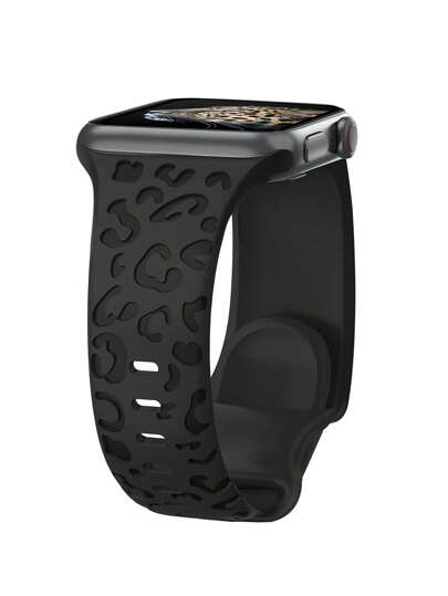 Unbeinst 1 buc. Curea de ceas din silicon moale sculptată cu imprimeu leopard, compatibilă cu Watch Ultra Series 10 9 8 7 SE 6 5 4 3 2 1