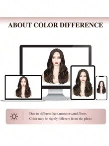 Chic Straight Layered Wigs For Women Synthetic Wig 4X1 Lace Wig Soft Synthetic Hair, Rose Net Cap, Mixed Brown Black Color For All Skin Women, Easy To Style, Natural Look, Short To Medium Length - Brown Highlight - View 8