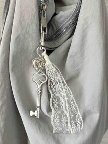 Phong cách Túi Treo Trang Trí Mặt Dây Chuyền Trái Tim Phong Cách Retro Wasteland Túi Phụ Kiện Mùa Thu Và Mùa Đông Nâu Móc Khóa Ren Valentine - Nhiều màu - Xem 6