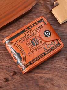 1-2 Packs Men's Dollar Wallet, Stylish Short Wallet, Hundred Dollar Bill Design, Personalized Beautiful Money Clip Men's Two-Fold Buckle Multi-Card Slot Wallet, PU Leather ID Holder With Multiple Card Slots And Coin Pocket, A Good Gift For Father - Multicolor - View 15