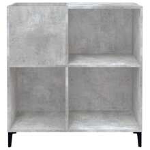 Engineered Wood Record Cabinet In Concrete Grey 84.8x89 Cm Stylish Storage Solution For Living Room Or Bedroom - Grey - View 4