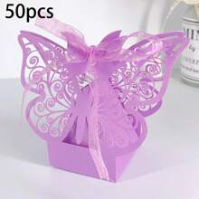 50 piezas Caja de chocolate con forma de mariposa cortada con láser, caja de regalo con mariposa de unicolor, caja de caramelos para boda, bolsa de caramelos de regalo, embalaje de caramelos para fiesta en caja de papel con mariposa, precio talla grande bajo, suministros para pequeños negocios, caja de regalo, decoración de boda, boda, caja de regalo, suministros de boda