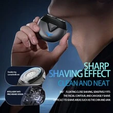 2024 New Upgrade Pocket Shaver, Model Rechargeable Dual-Head Electric Shaver, Mini Portable Electric Shaver, USB Electric Razor For Men, Pocket Size Washable Electric Razor(Grey) - Grey - View 9