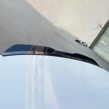 1pc Car Rear Wing Trim Paste Type Trunk Tail Spoiler With Adhesive Tape Modified Parts (Single Side Over 60cm) - Carbon Fiber Pattern Black - View 2